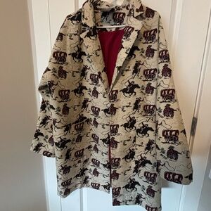 Dressed in Lala Scorpio Coat in Giddy Up Girl Jaquard